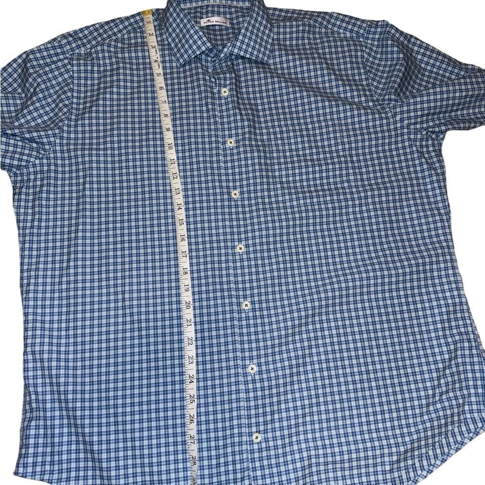 Peter Millar Blue Checkered Casual Button Down Shirt - Picture 8 of 10